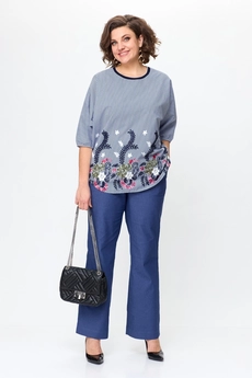 Костюм брючный 1367 синий Michel Chic