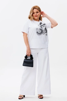 Костюм брючный 1368 белый Michel Chic