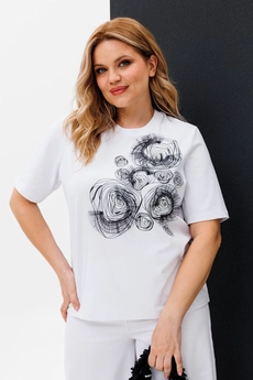 Костюм брючный 1368 белый Michel Chic