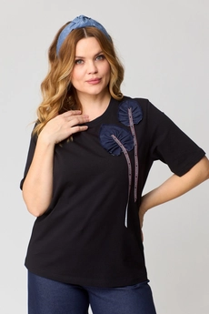 Костюм брючный 1368 синий + черный Michel Chic