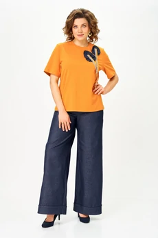 Костюм брючный 1368-1 манго + синий Michel Chic