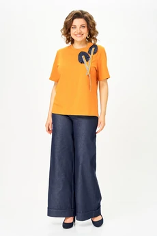 Костюм брючный 1368-1 манго + синий Michel Chic