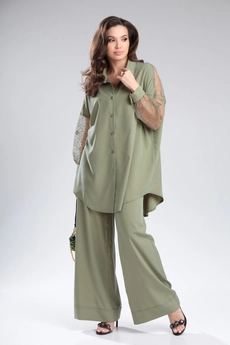 Костюм брючный 1369 хаки Michel Chic