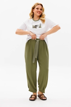 Костюм брючный 1377 хаки + белый Michel Chic