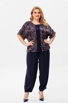 Костюм брючный 1378 синий Michel Chic