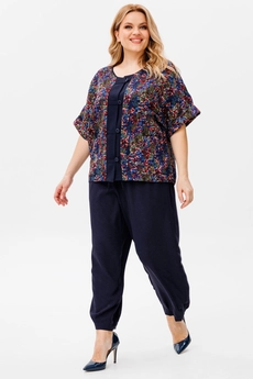 Костюм брючный 1378 синий Michel Chic