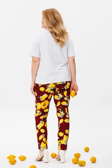 Костюм брючный 1380  белый + бордо Michel Chic