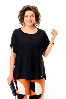 Костюм брючный 1384 рыжий + графика Michel Chic
