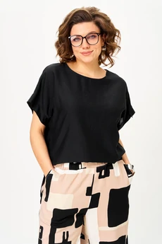 Костюм брючный 1384 песочно-черная графика Michel Chic