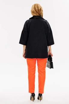 Костюм брючный 1385 черный + оранжевый Michel Chic
