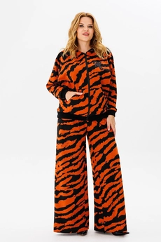 Костюм брючный 1387 черный + терракот Michel Chic
