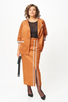 Костюм с юбкой 1388-1 рыжий Michel Chic