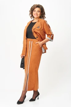 Костюм с юбкой 1388-1 рыжий Michel Chic