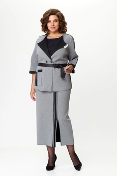 Костюм с юбкой 1388 серый Michel Chic