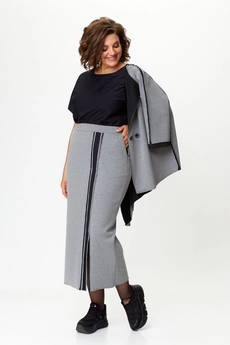 Костюм с юбкой 1388 серый Michel Chic