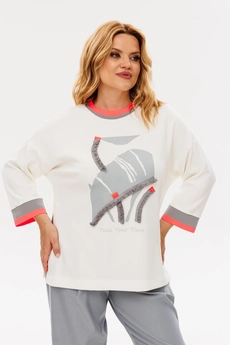 Костюм брючный 1389 серый Michel Chic