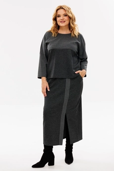 Костюм с юбкой 1393 графит + люрекс Michel Chic