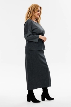 Костюм с юбкой 1393 графит + люрекс Michel Chic