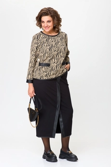 Костюм с юбкой 1394 зебра + черный Michel Chic