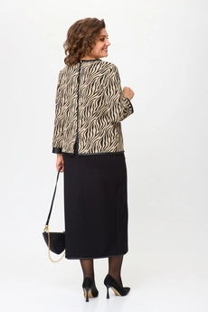 Костюм с юбкой 1394 зебра + черный Michel Chic