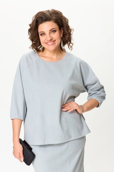 Костюм с юбкой 1399  зеленый + полоска Michel Chic