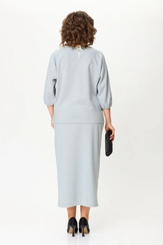 Костюм с юбкой 1399  зеленый + полоска Michel Chic