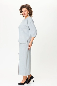 Костюм с юбкой 1399  зеленый + полоска Michel Chic