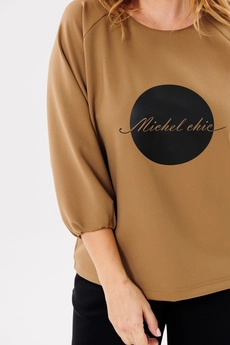 Костюм брючный 1400 песок + черный Michel Chic