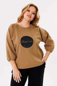 Костюм брючный 1400 песок + черный Michel Chic