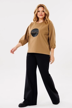 Костюм брючный 1400 песок + черный Michel Chic