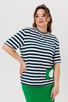 Костюм с юбкой 1405 зеленый + полоска Michel Chic
