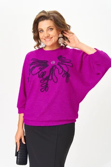 Костюм с юбкой 1407 пурпурный + черный Michel Chic