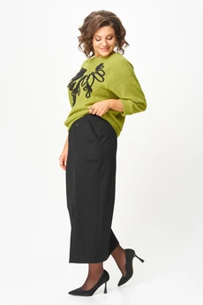 Костюм с юбкой 1407 салатовый + черный Michel Chic