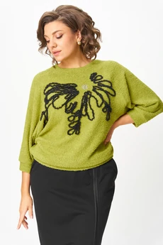Костюм с юбкой 1407 салатовый + черный Michel Chic