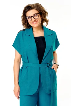 Костюм брючный 1408 бирюзовый Michel Chic