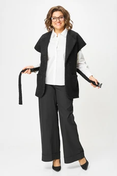 Костюм брючный 1409 черный Michel Chic