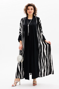 Костюм с платьем 1417 черный + белый Michel Chic