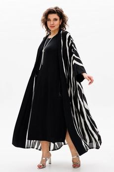 Костюм с платьем 1417 черный + белый Michel Chic