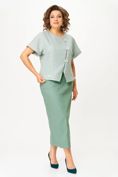 Костюм с юбкой 1422 зеленый Michel Chic