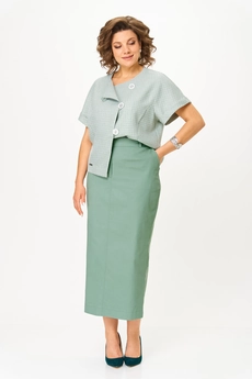 Костюм с юбкой 1422 зеленый Michel Chic