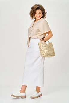 Костюм с юбкой 1422 карамель Michel Chic