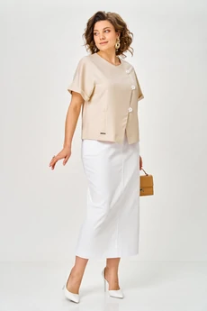 Костюм с юбкой 1422 карамель Michel Chic