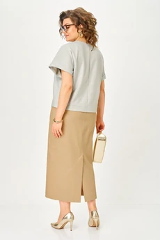 Костюм с юбкой 1422 кэмел Michel Chic