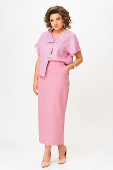 Костюм с юбкой 1422 розовый Michel Chic