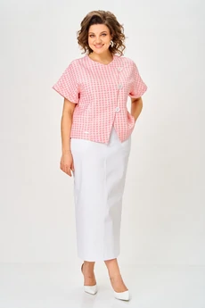 Костюм с юбкой 1422 шелковая пудра Michel Chic