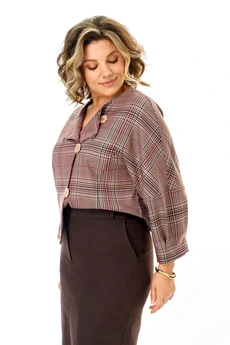 Костюм с юбкой 1422-2 шотландка Michel Chic