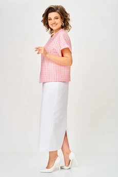 Костюм с юбкой 1422 шелковая пудра Michel Chic