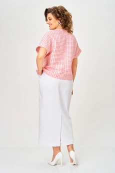 Костюм с юбкой 1422 шелковая пудра Michel Chic