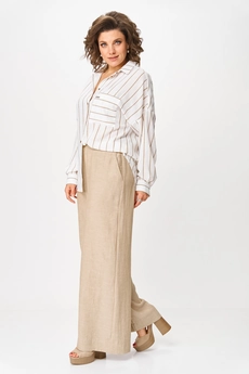 Костюм брючный 1425 бежевый + белый Michel Chic