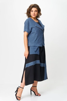 Костюм с платьем 1428 черный + джинс Michel Chic
